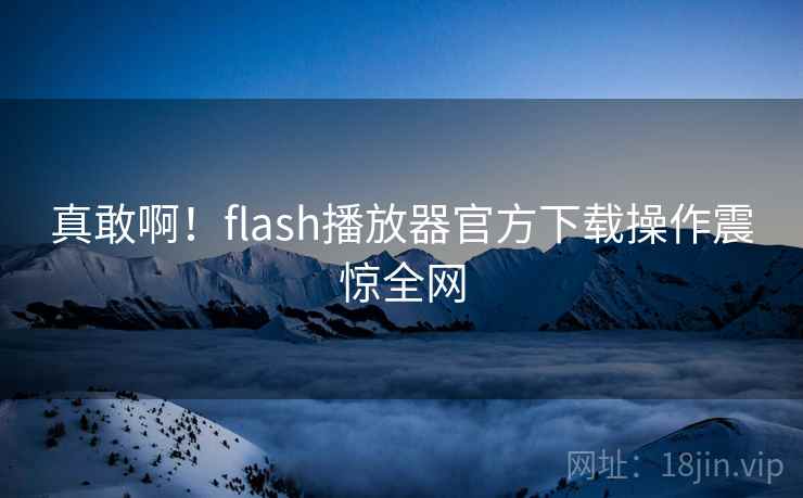 真敢啊!flash播放器官方下载操作震惊全网